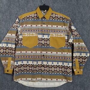 Vintage International Male Shirt Mens M Multicolor Aztec Southwestern Cotton